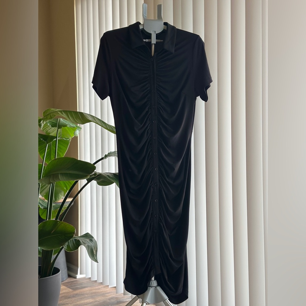 NWT City Chic Black Ruched Midi Dress